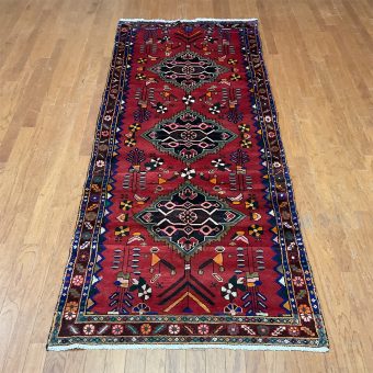 Persian Hand-knotted Hamadan Wool Runner (3'8 x 9'5)