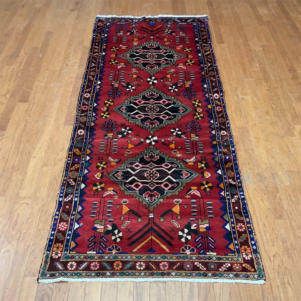 Persian Hand-knotted Hamadan Wool Runner (3'8 x 9'5)