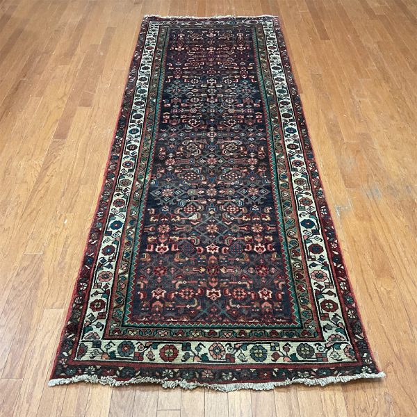 Persian Hand-knotted Hamadan Wool Runner (3'7 x 10'2)