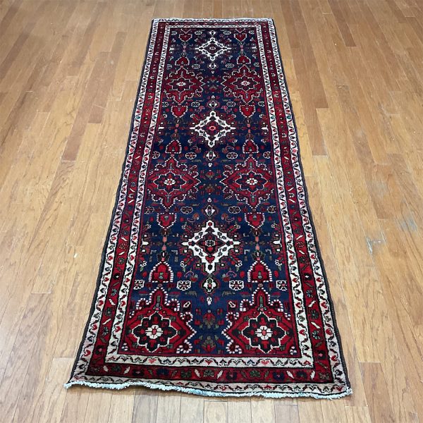 Persian Hand-knotted Hamadan Wool Runner (3' x 9'8)