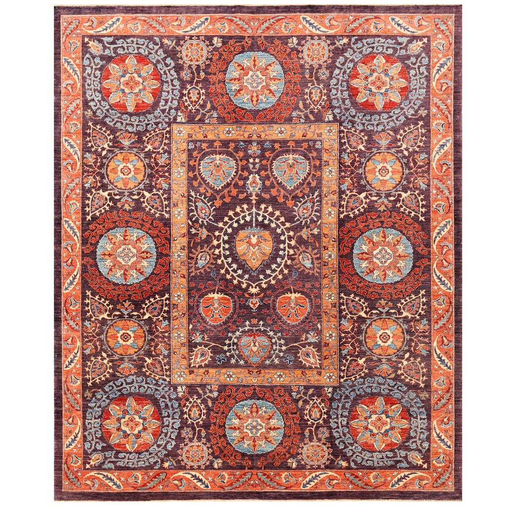 Afghan Hand Knotted Vegetable Dye Suzani Wool Rug 8 1 X 9 10 Afghan