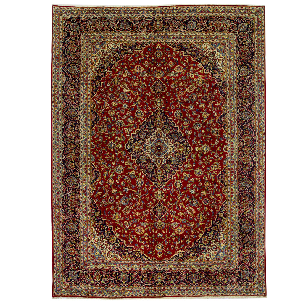 Persian Hand Knotted Kashan Wool Rug 9 10 X 13 2 Herat Persian
