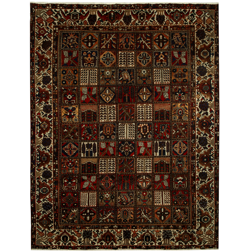 Persian Hand Knotted Tribal Bakhtiari Wool Rug 10 X 13 2 Herat Persian Hand Knotted Tribal Bakhtiari Wool Rug