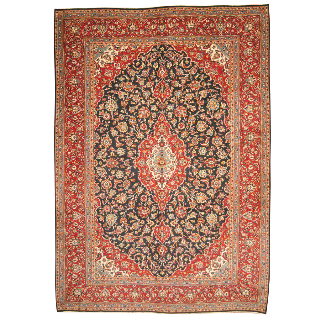 Persian Hand-knotted Semi-Antique 1960s Kashan Wool Rug (9'6 x 13'6