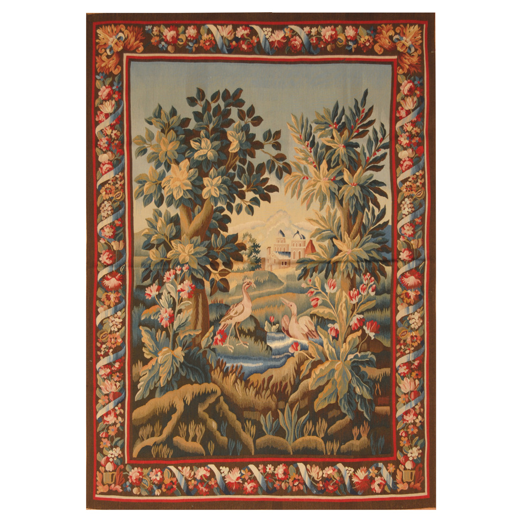 Asian Hand-woven Aubusson Wool Tapestry (4u00272 x 6u0027)