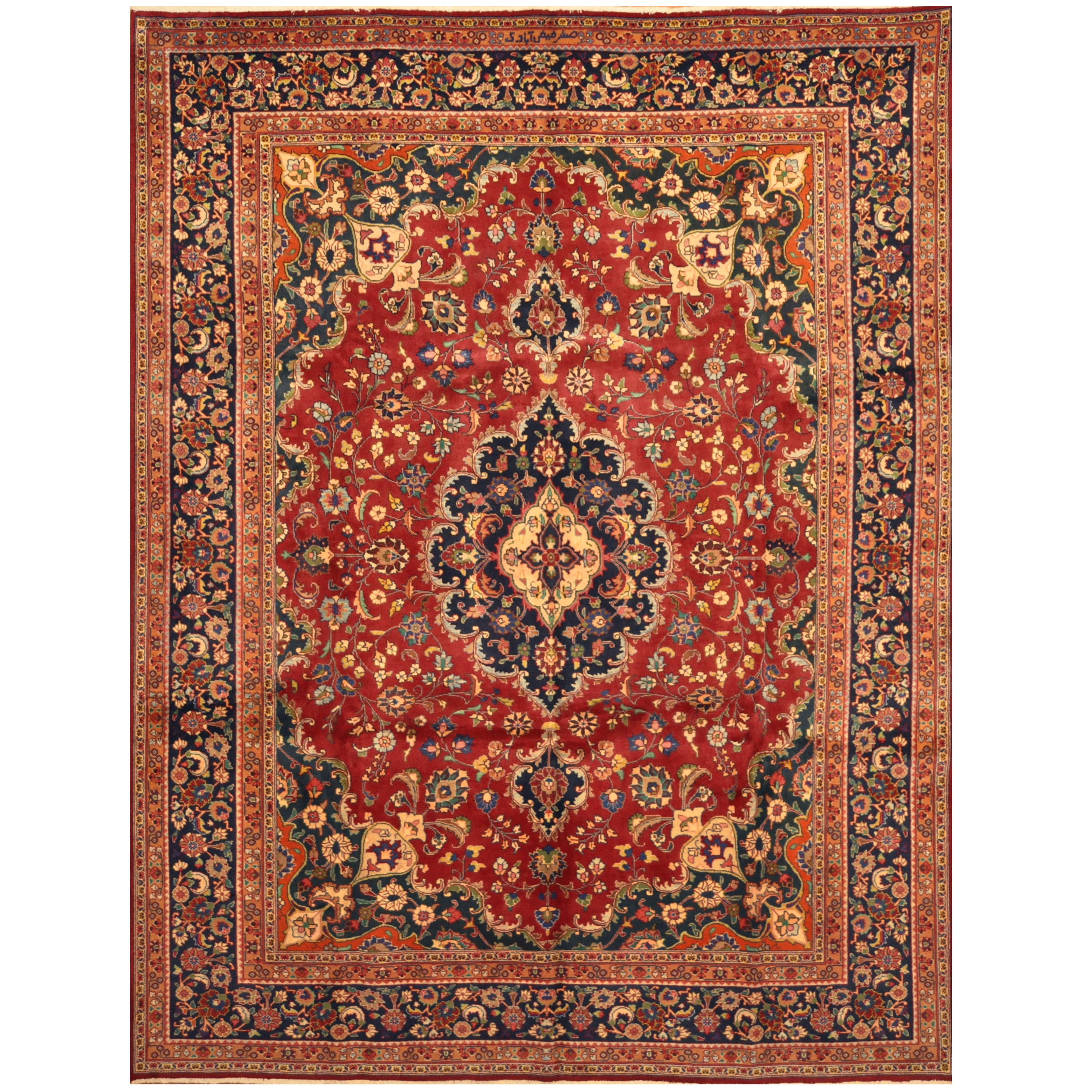 Persian Hand-knotted 1960's Semi-antique Signature Mashad Wool Rug (9'6 ...
