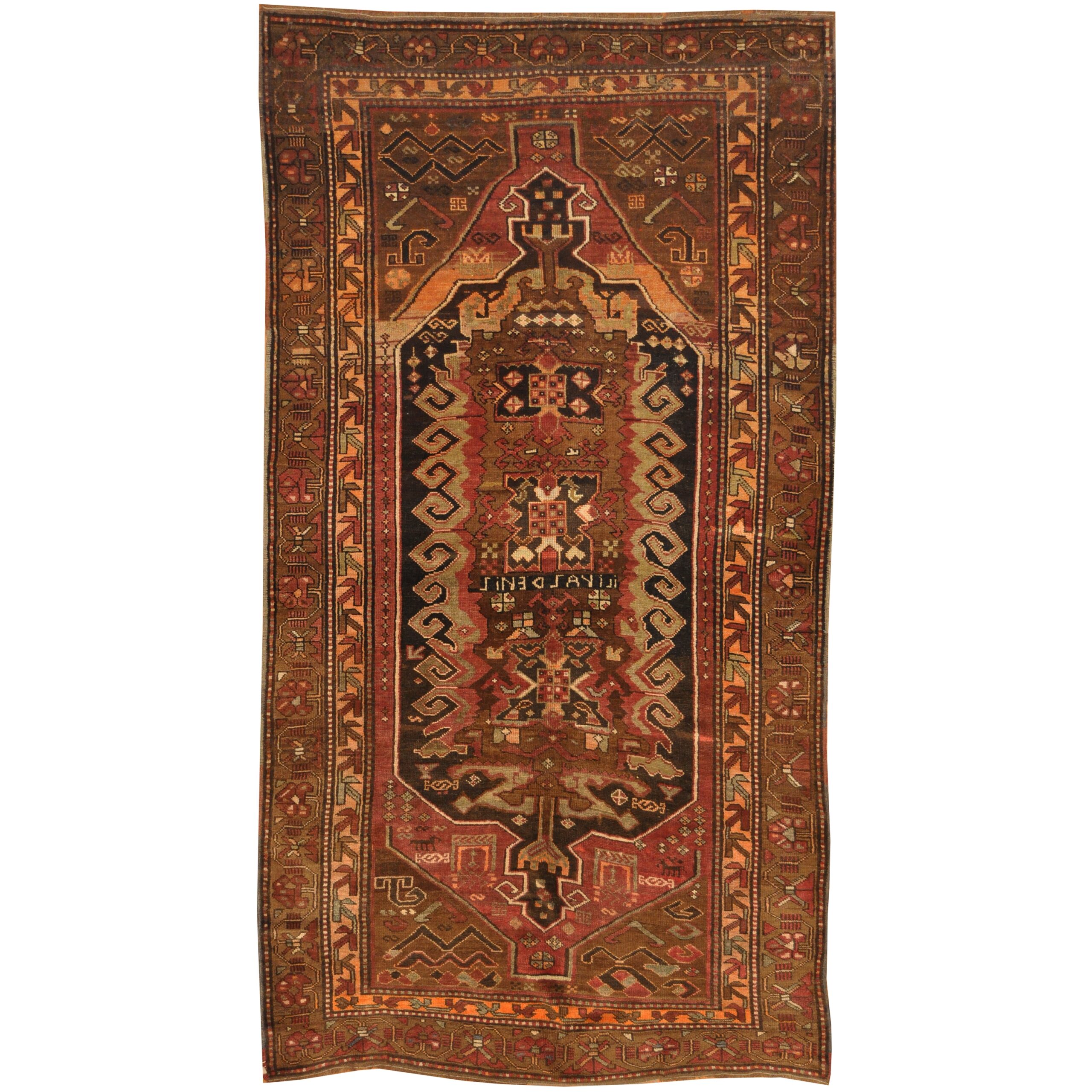 Antique vintage Persian Kurdish handmade hand-knotted rug 40" x 76" wool  #114 