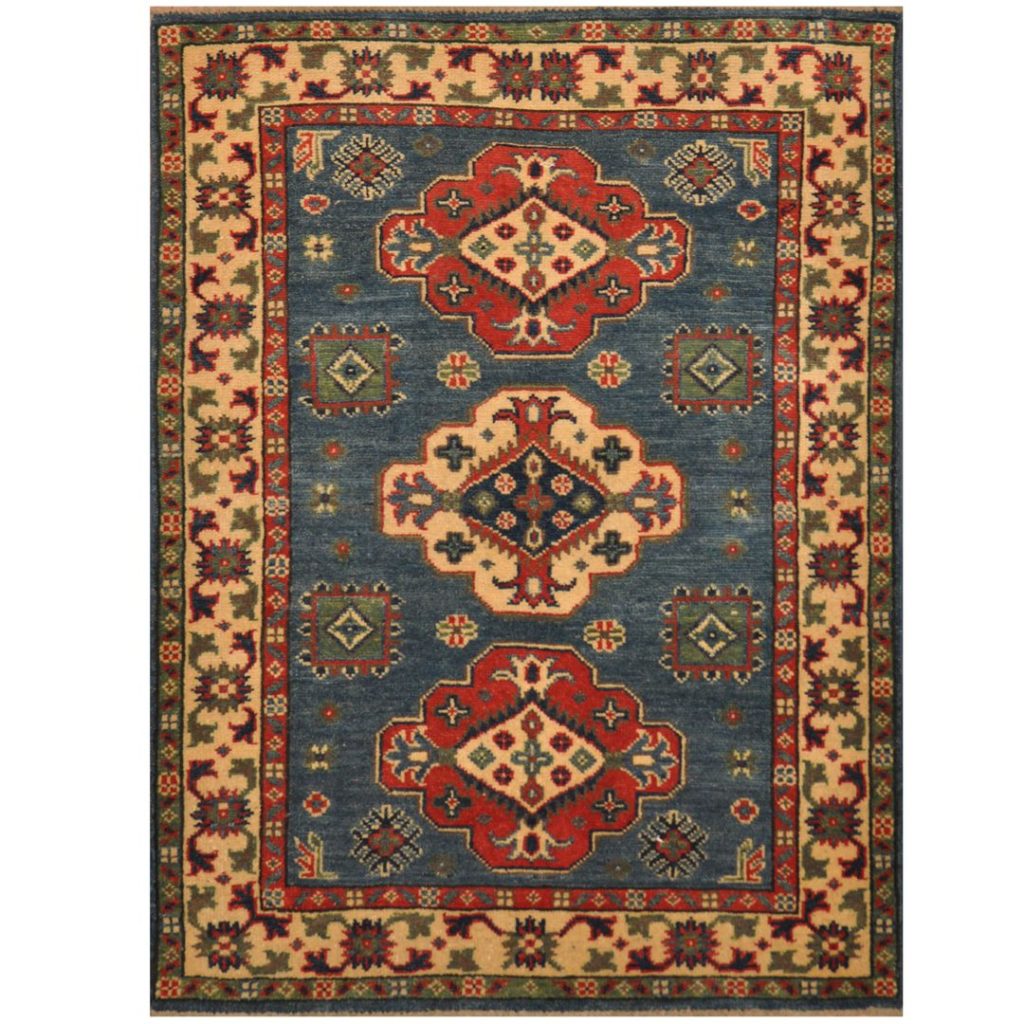 Afghan Handknotted Tribal Kazak Wool Rug (3'1 x 4') Herat Oriental Rugs
