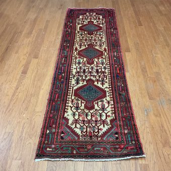 Persian Hand-knotted Hamadan Wool Runner (3' x 10'3)