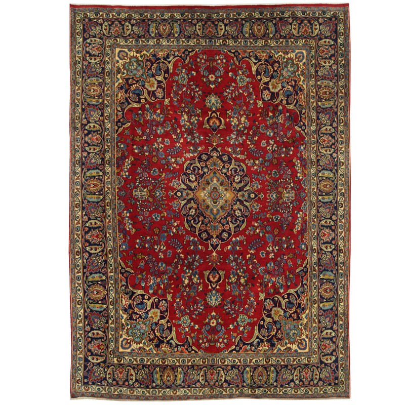 Persian Handknotted Mashad Wool Rug (9'5 x 13'4) Herat Oriental Rugs