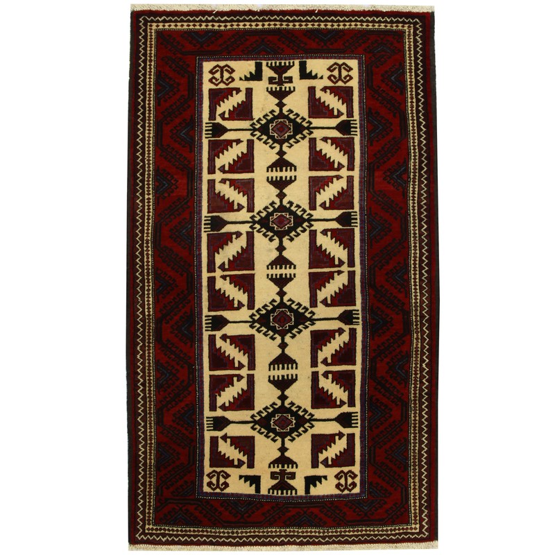 Persian Hand Knotted Tribal Balouchi Wool Runner 3 7 X 6 1