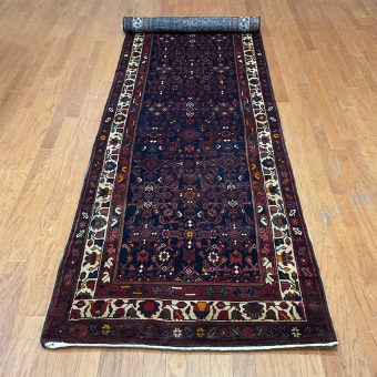 Persian Hand-Knotted Tribal Hamadan Wool Runner (3'5 x 13'1)