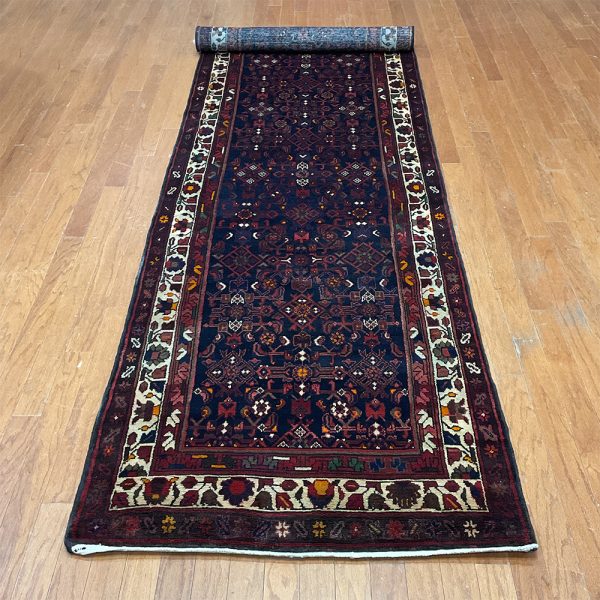 Persian Hand-Knotted Tribal Hamadan Wool Runner (3'5 x 13'1)