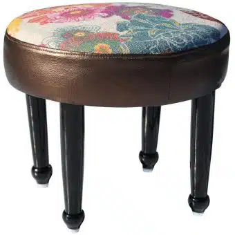 Indo Upholstered Abstract Footstool (16" x 16" x 14")