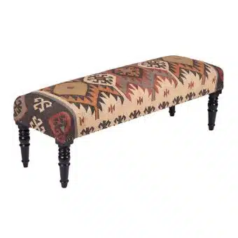 Indo Upholstered Geometric Wooden Bench (16" x 18" x 48")