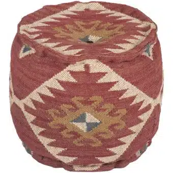 Indo Upholstered Geometric Round Pouf (16" x 16" x 16")