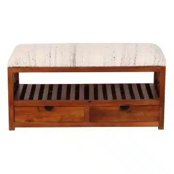 Indo Handmade Kilim Upholstered Bench with Drawers (14" x 17" x 33")