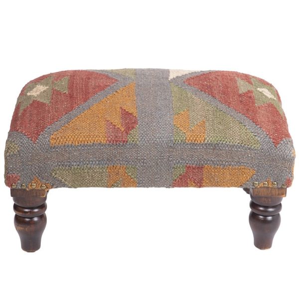 Indo Upholstered Geometric Footstool (12" x 12" x 18")
