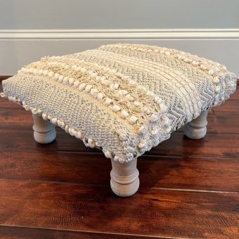 Indo Upholstered Geometric Footstool (16" x 16" x 10")