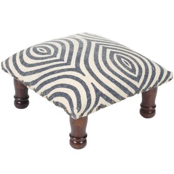 Indo Upholstered Abstract Footstool (16" x 16" x 8")