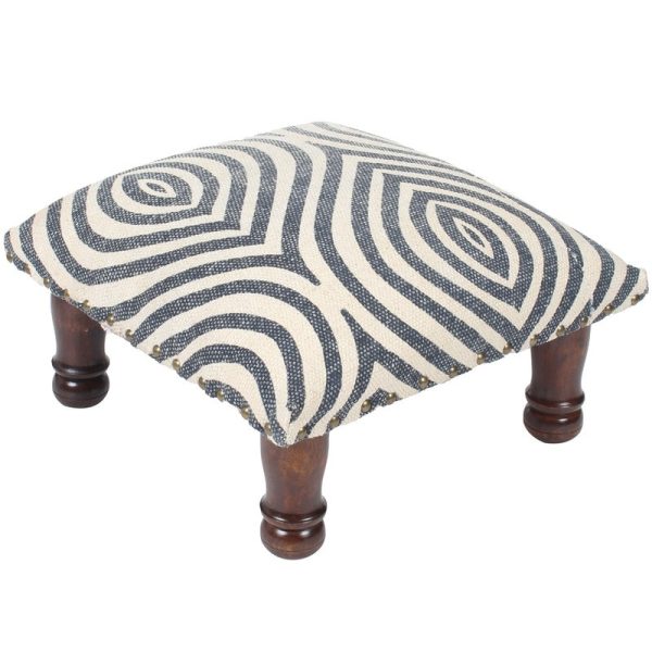 Indo Upholstered Abstract Footstool (16" x 16" x 8")