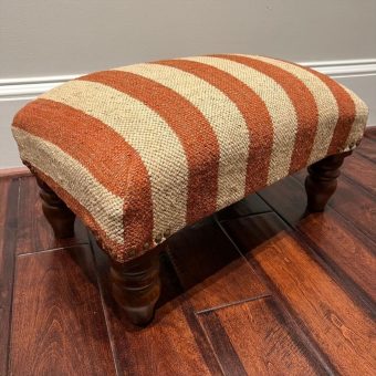 Indo Upholstered Striped Footstool Ottoman (20" x 12" x 10")