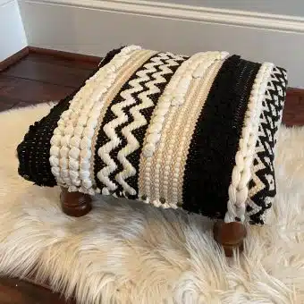 Indo Upholstered Chevron Footstool (16" x 10" x 16")