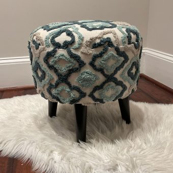 Indo Upholstered Trellis Round Footstool (16" x 16" x 16")