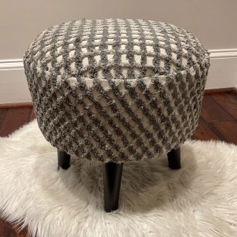 Indo Upholstered Striped Round Footstool (16" x 16" x 16")
