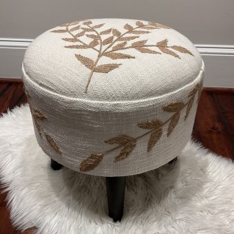 Indo Upholstered Floral Round Footstool (16" x 16" x 16")