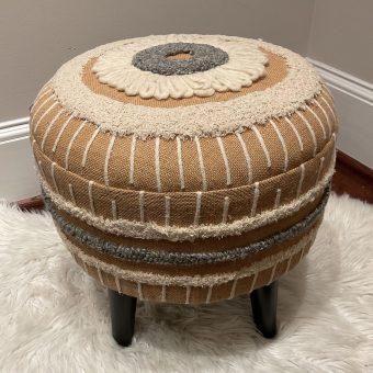 Indo Upholstered Round Footstool (16" x 16" x 16")