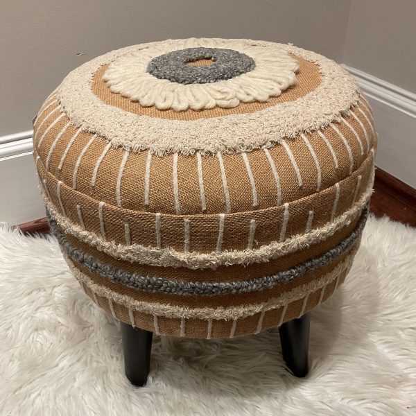Indo Upholstered Round Footstool (16" x 16" x 16")