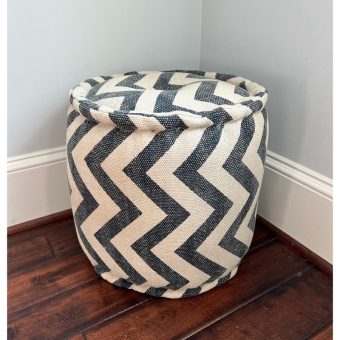 Indo Upholstered Chevron Round Pouf (16" x 16" x 16.75")