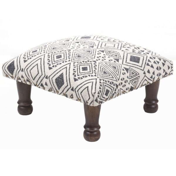 Indo Upholstered Geometric Footstool (16" x 10" x 16")