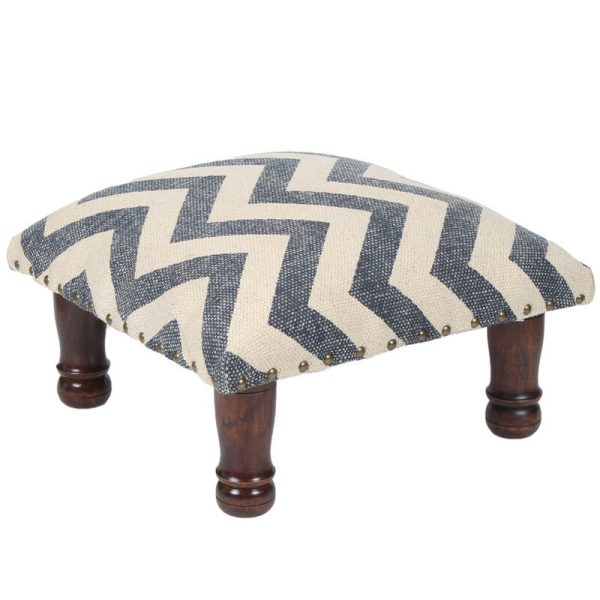 Indo Upholstered Chevron Footstool (16" x 8" x 16")