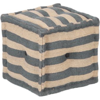 Indo Upholstered Striped Pouf (16" x 16" x 16")