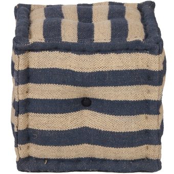 Indo Upholstered Striped Pouf (16" x 16" x 16")