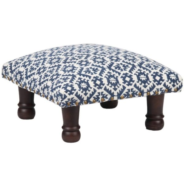 Indo Upholstered Geometric Footstool (16" x 16" x 10")