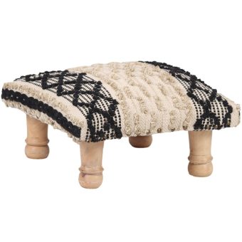 Indo Upholstered Geometric Footstool (16" x 16" x 10")