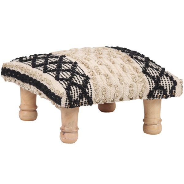 Indo Upholstered Geometric Footstool (16" x 16" x 10")