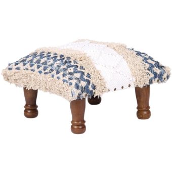Indo Upholstered Geometric Footstool (16" x 16" x 10")