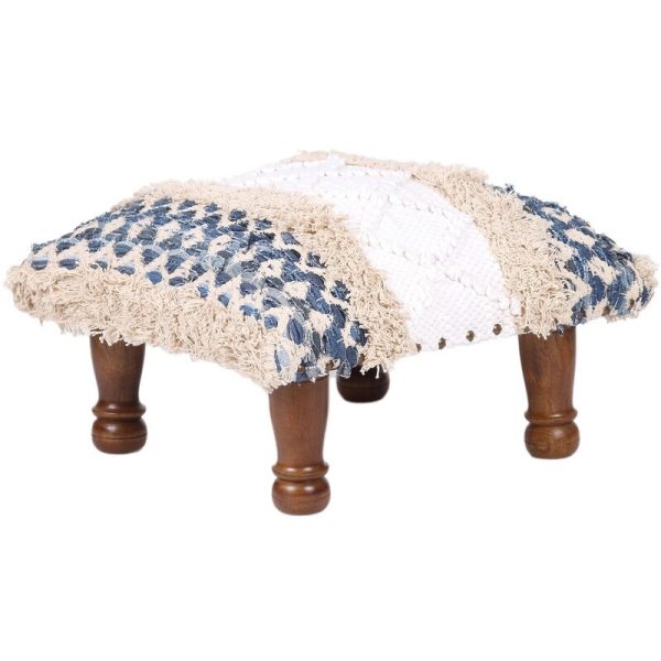 Indo Upholstered Geometric Footstool (16" x 16" x 10")