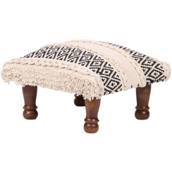 Indo Upholstered Geometric Footstool (16" x 16" x 10")