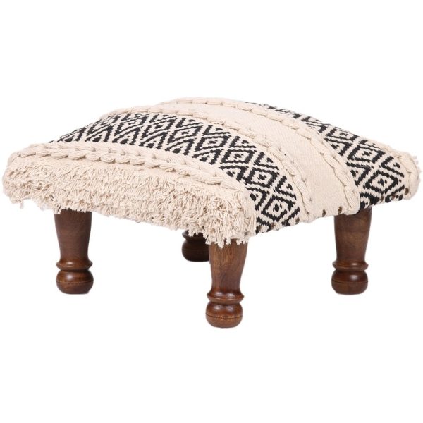 Indo Upholstered Geometric Footstool (16" x 16" x 10")