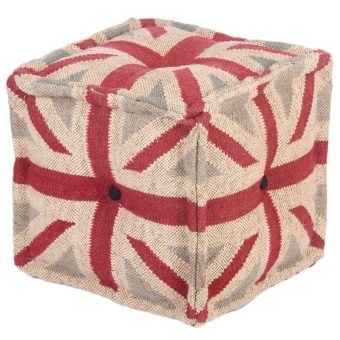 Indo Upholstered Striped Pouf (16" x 16" x 16")