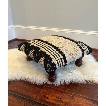 Indo Upholstered Geometric Footstool (17" x 17" x 11")
