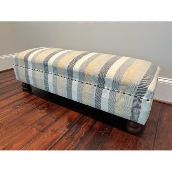 Indo Upholstered Striped Wooden Bench (16" x 16" x 48")
