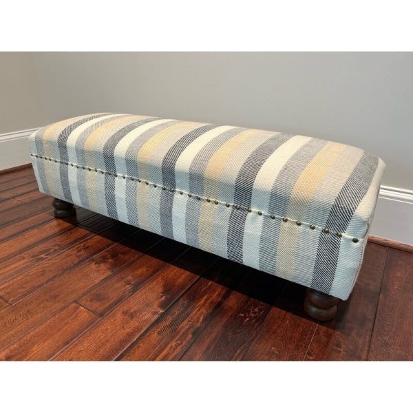 Indo Upholstered Striped Wooden Bench (16" x 16" x 48")