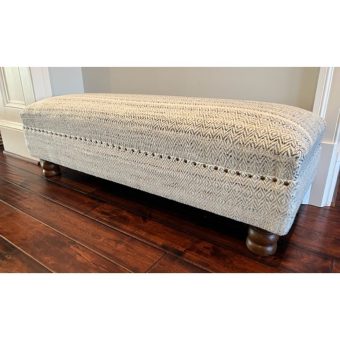 Indo Upholstered Chevron Wooden Bench (15" x 16" x 47")