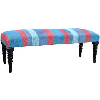 Indo Upholstered Striped Wooden Bench (16" x 16" x 48")